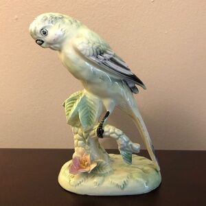 Vintage Porcelain Parakeet Bird Figurine Japan